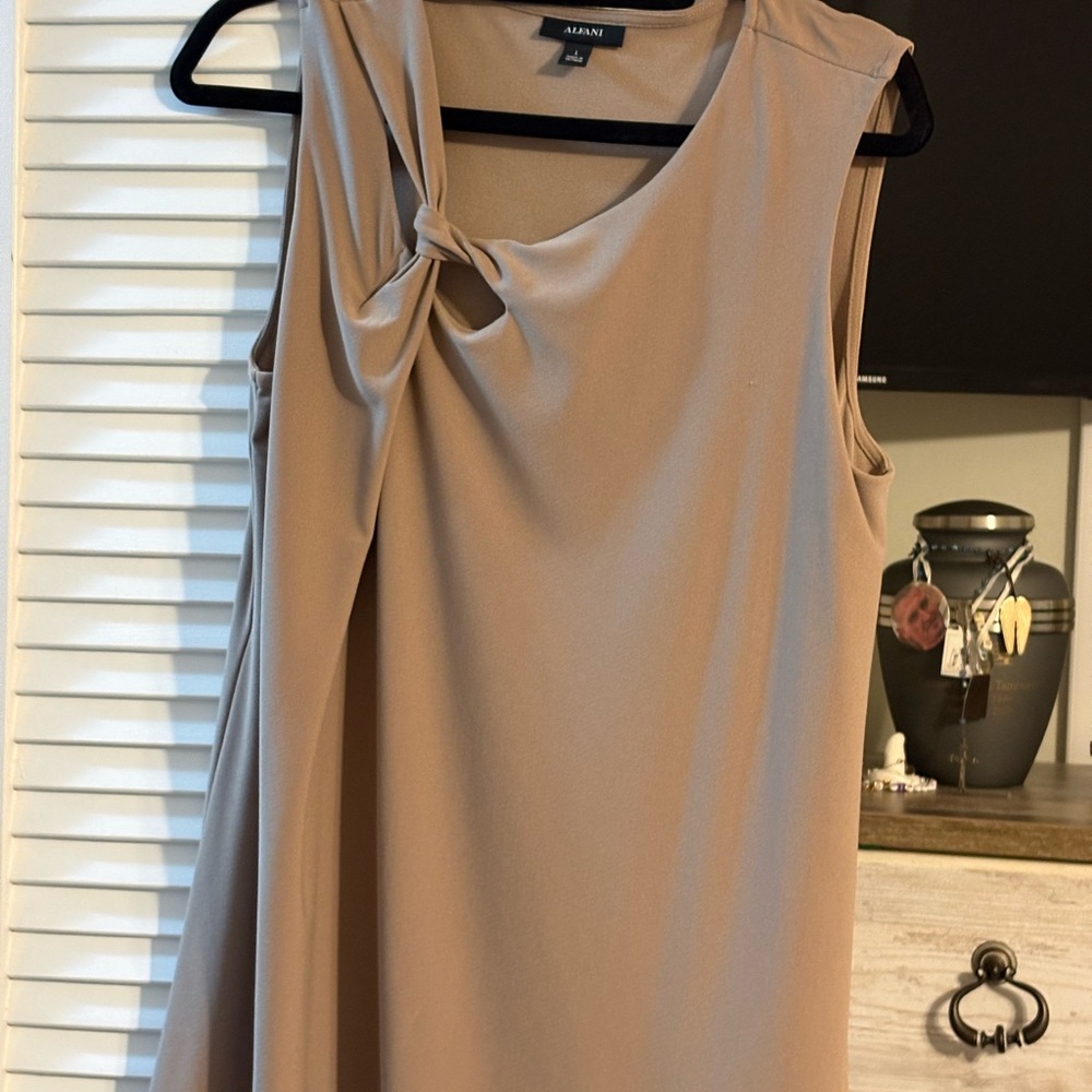 Alfani Women's Asymmetrical Tan blouse